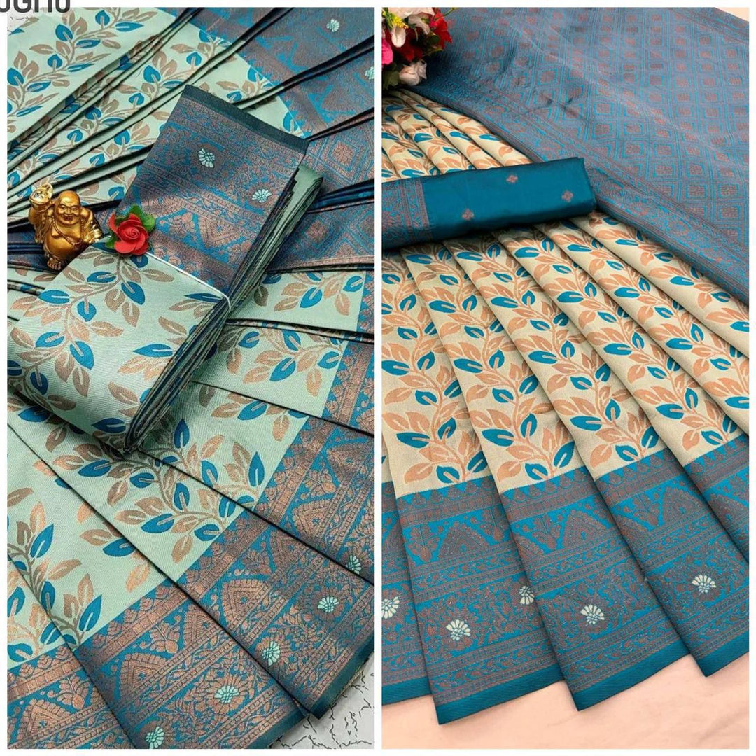 Triple Weaving Zari Concept Tissue Saree