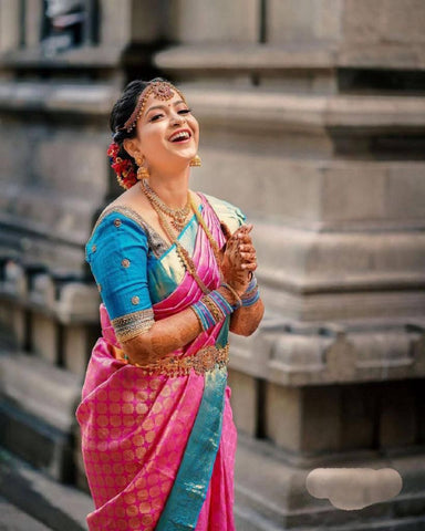 Pink Banarasi Soft Silk Saree
