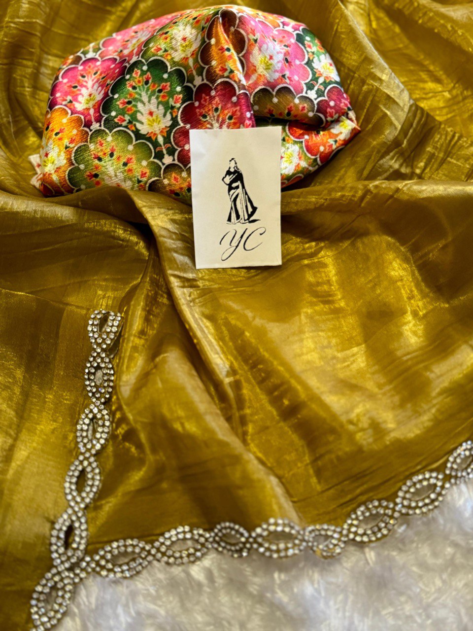 Yellow Saree In Gold Tissue Soft Rich Fabric