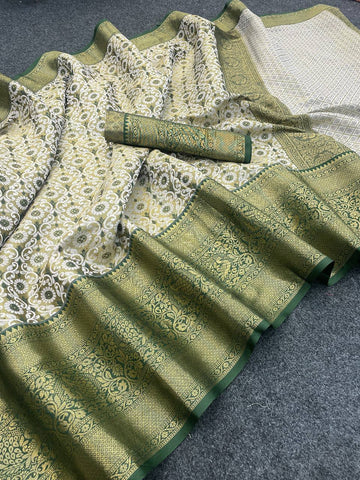 Pure Kanjivaram Silk Saree With Contrast Gold Zari Rich Weaving Pallu