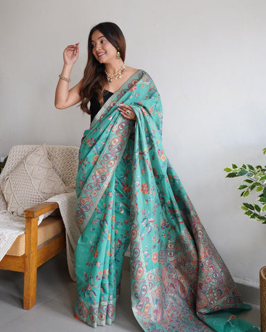 Kanjivaram Silk Saree With Plain Unstitched Blouse