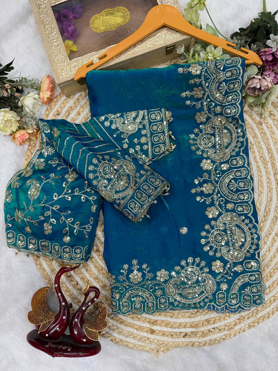 Myra Space Silk Saree -Blue