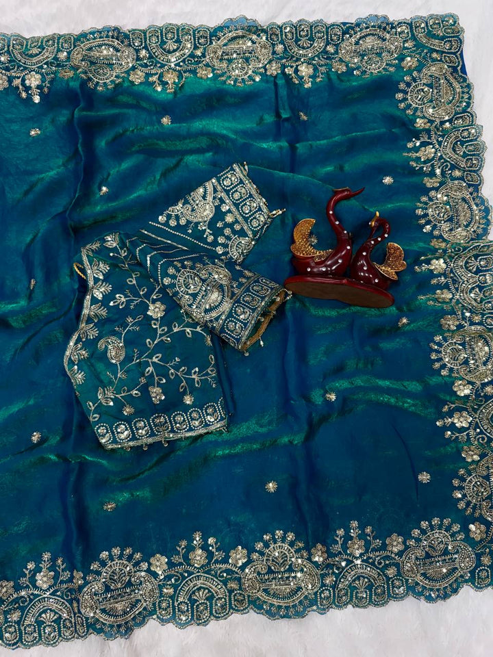 Myra Space Silk Saree -Blue