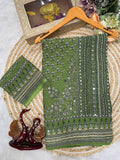 Madhubani Mirror Grace Saree- Green