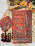 Madhubani Mirror Grace Saree- Orange