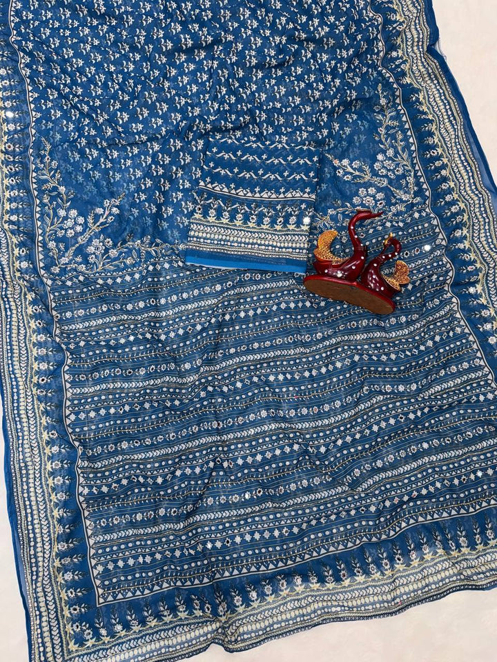 Madhubani Mirror Grace Saree- Rama