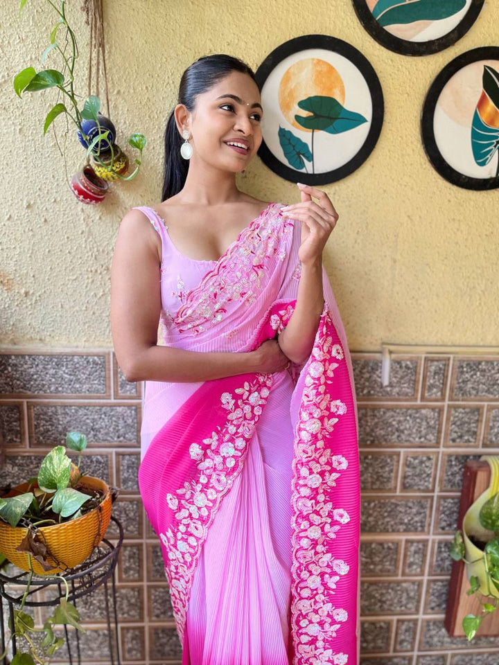 Beautiful Sequance Embroidery Work With Soft Georgette Saree