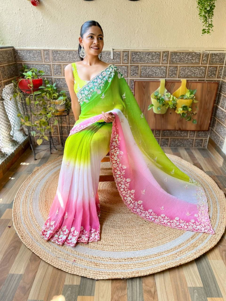 Beautiful Sequance Embroidery Work With Soft Georgette Saree
