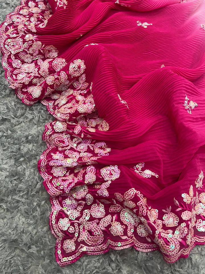 Beautiful Sequance Embroidery Work With Soft Georgette Saree