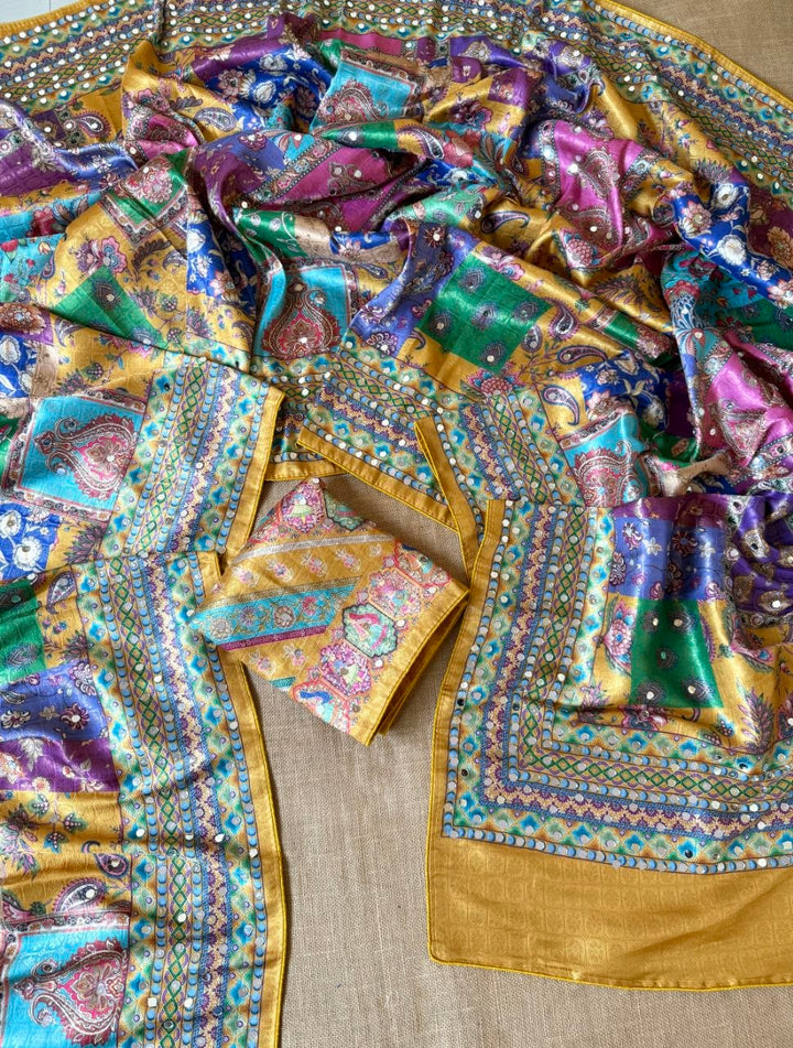 Premium Designer Dola Silk Saree - YELLOW
