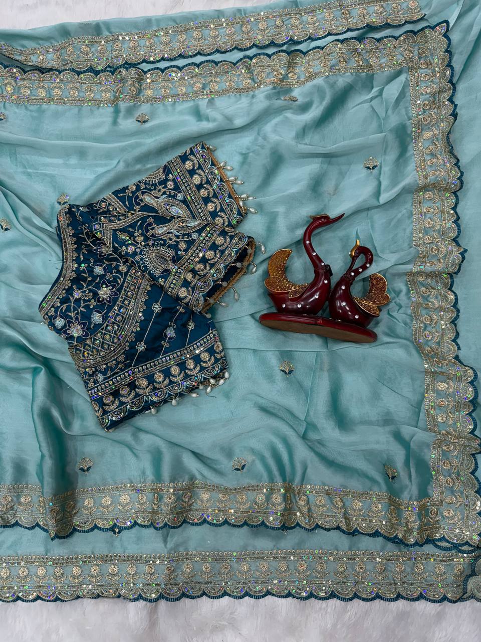 Vaidehi Rangoli Silk Saree - Sky blue