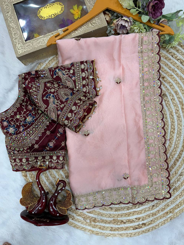 Vaidehi Rangoli Silk Saree - Peach