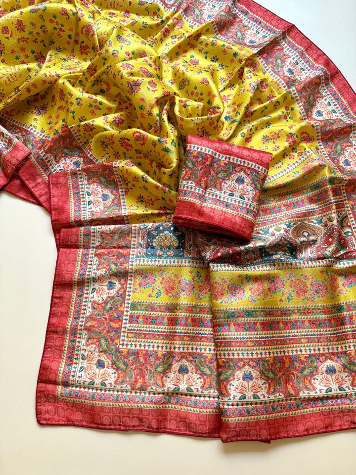 Elegant Pure Dola Jari Weaving Softy Silk Saree - YELLOW