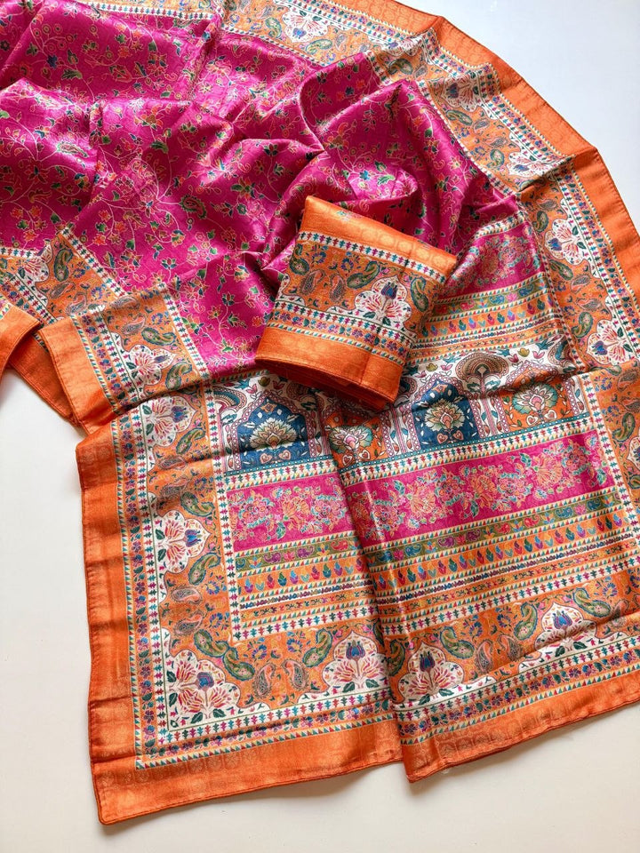 Elegant Pure Dola Jari Weaving Softy Silk Saree - PINK