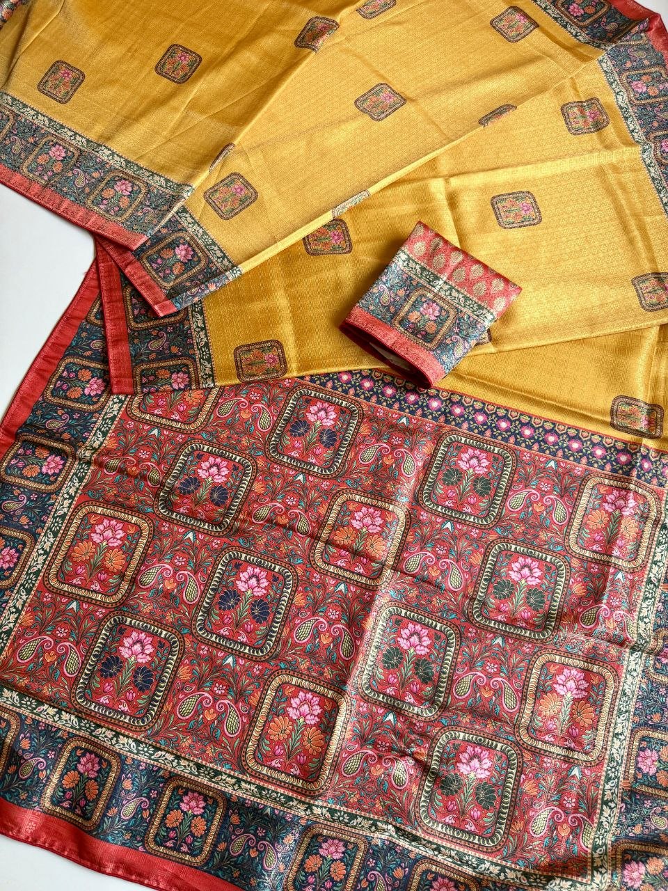 Roopkala Premium Jari Weaving Softy Silk Saree = YELLOW