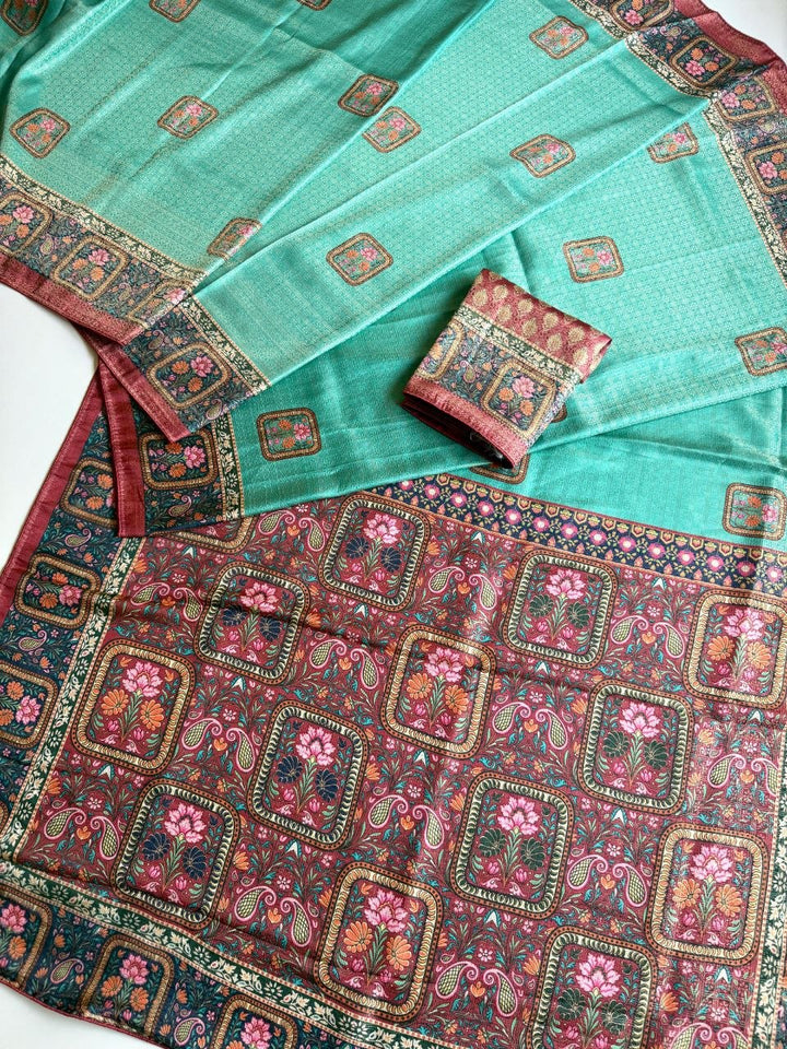 Roopkala Premium Jari Weaving Softy Silk Saree = SKY