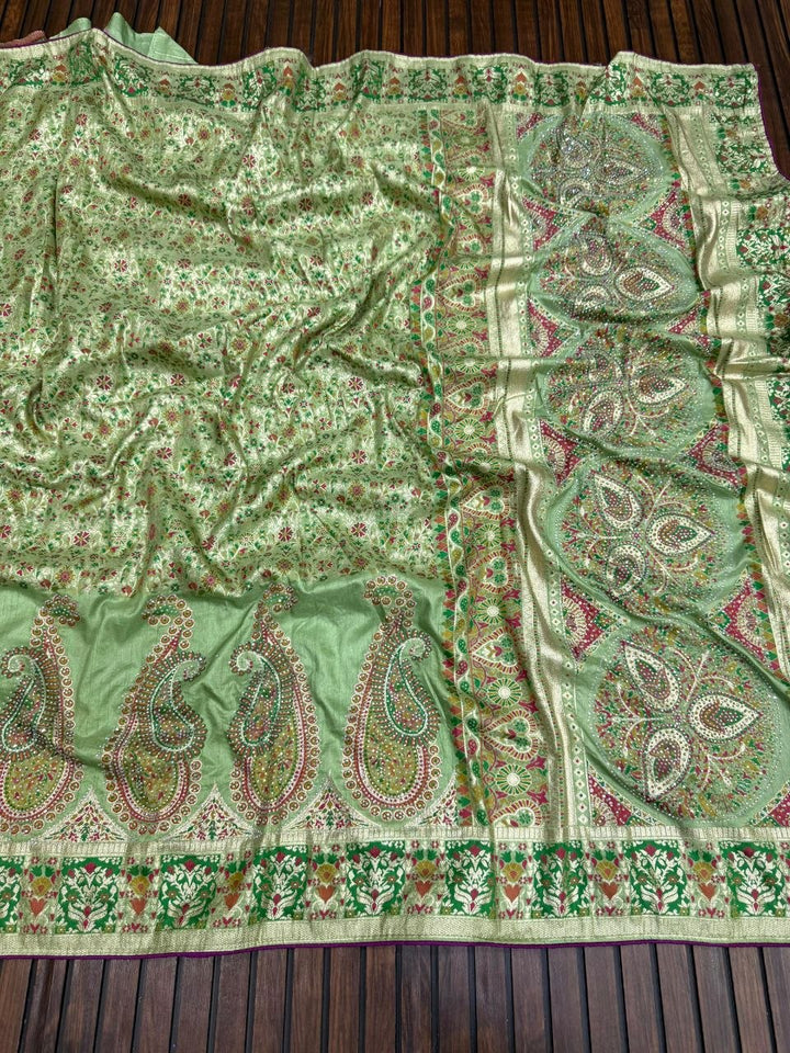 Royal Pure Pashmina Silk Kashmiri Weaving Saree - PISTA