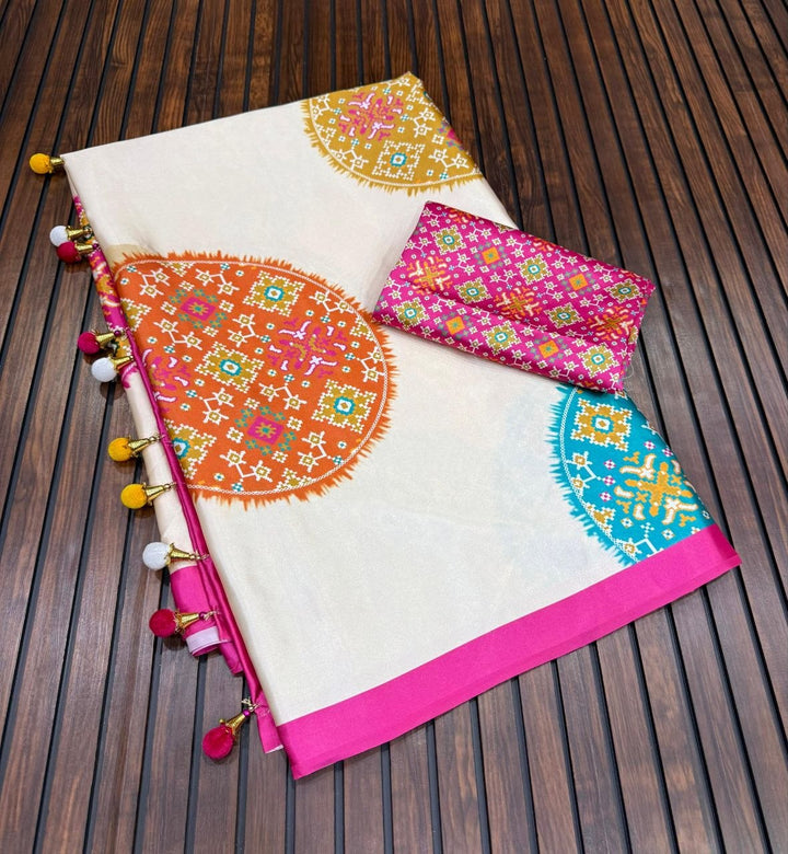 Elegant Satin Silk Digital Print Saree