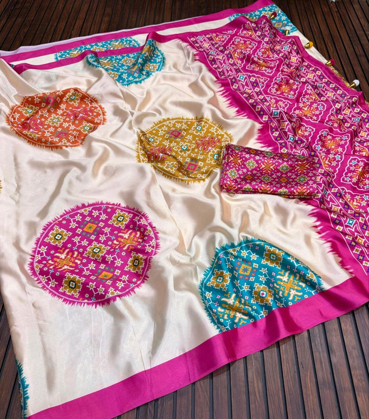 Elegant Satin Silk Digital Print Saree