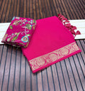 Elegant Soft Silk Saree with Rich Golden Border - PINK