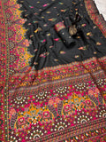 Glamorous  Pashmina Saree With Pulsating Blouse Piece - BLACK