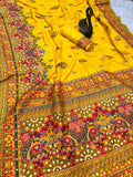 Glamorous  Pashmina Saree With Pulsating Blouse Piece - YELLOW