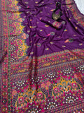 Glamorous  Pashmina Saree With Pulsating Blouse Piece-PURPLE