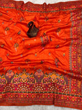 Glamorous  Pashmina Saree With Pulsating Blouse Piece - ORANGE