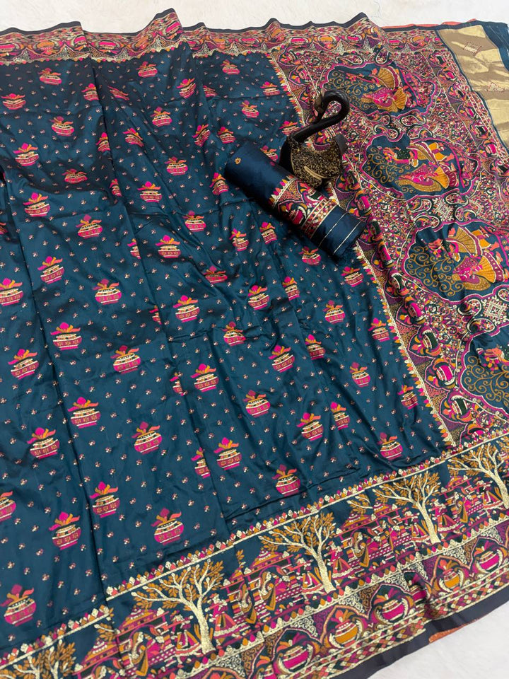 Premium  Embroidered Festive saree with Colorful Traditional Motifs &amp; Detailed Border Work- RAMA