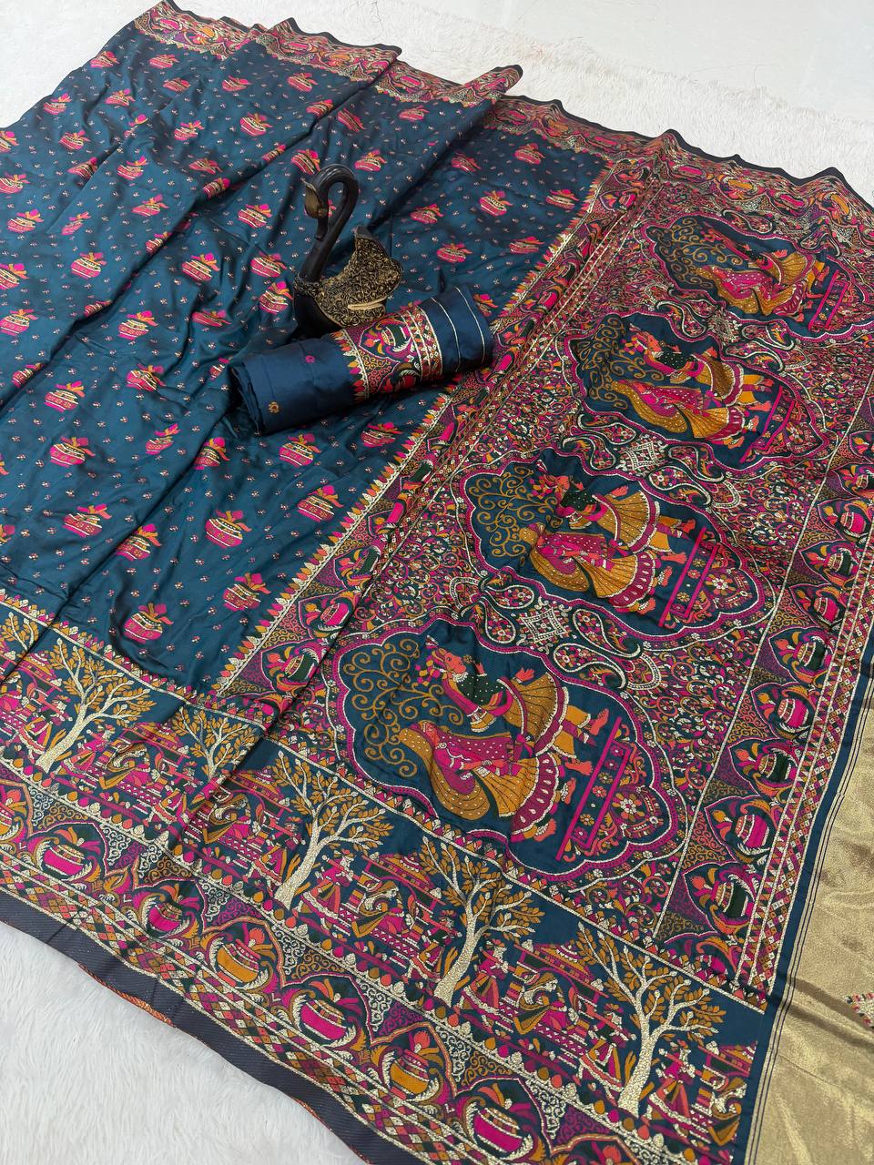 Premium  Embroidered Festive saree with Colorful Traditional Motifs &amp; Detailed Border Work- RAMA