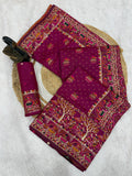Premium  Embroidered Festive saree with Colorful Traditional Motifs & Detailed Border Work-RANI PINK