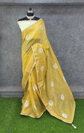 Elegant Yellow & Silver Zigzag Designer Saree with Floral Buti Work