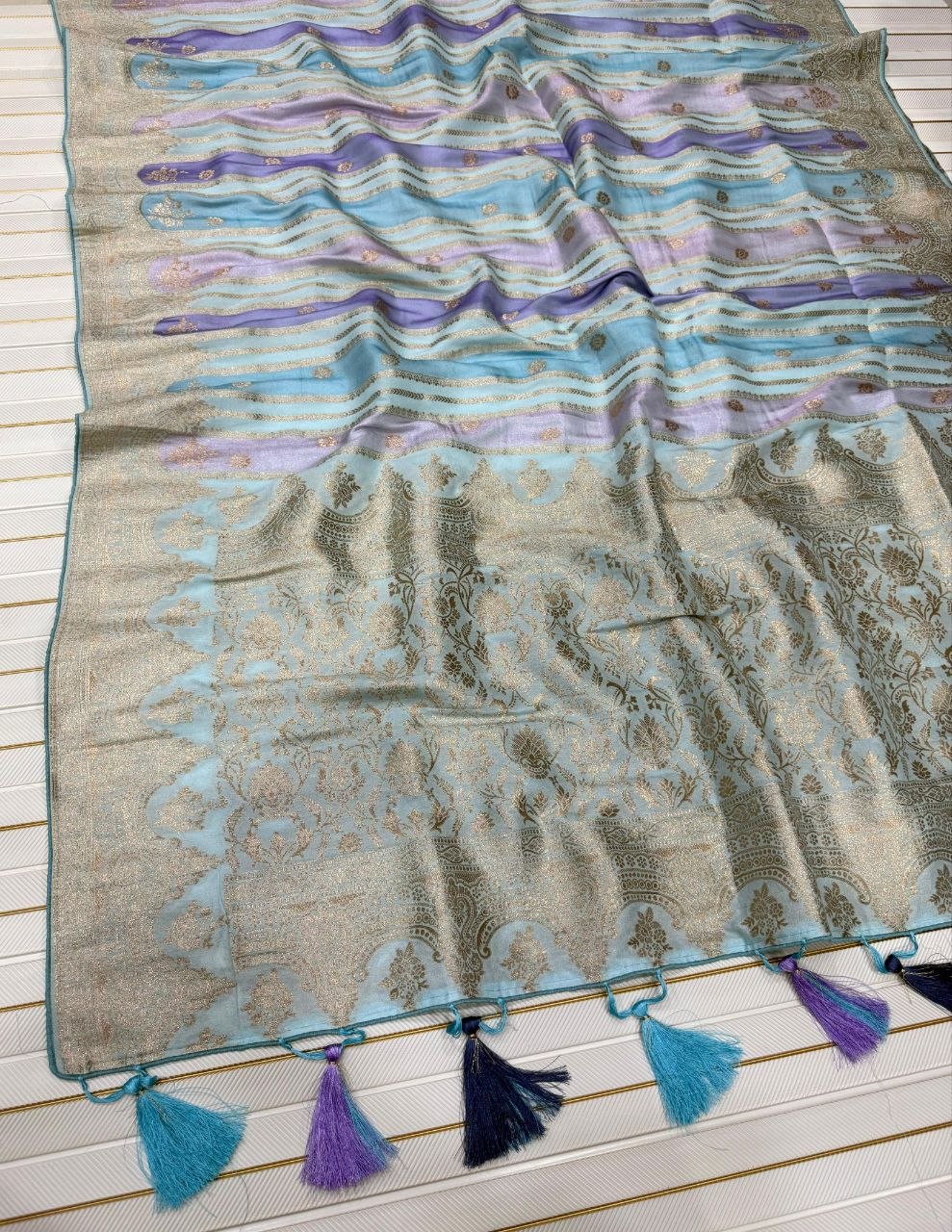 Roopkala Jacquard Saree  - SKY BLUE