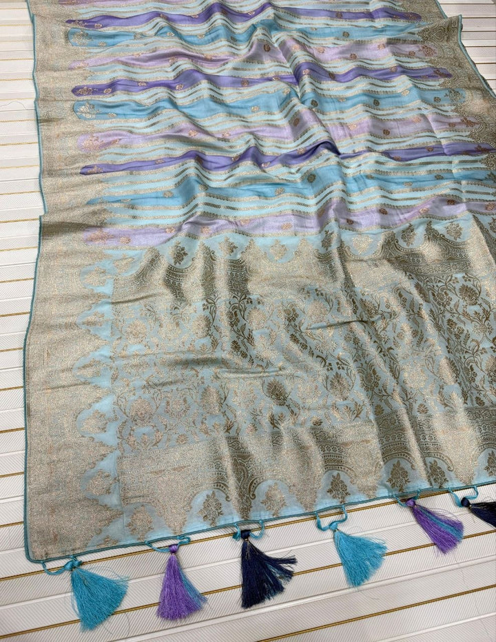 Roopkala Jacquard Saree  - SKY BLUE
