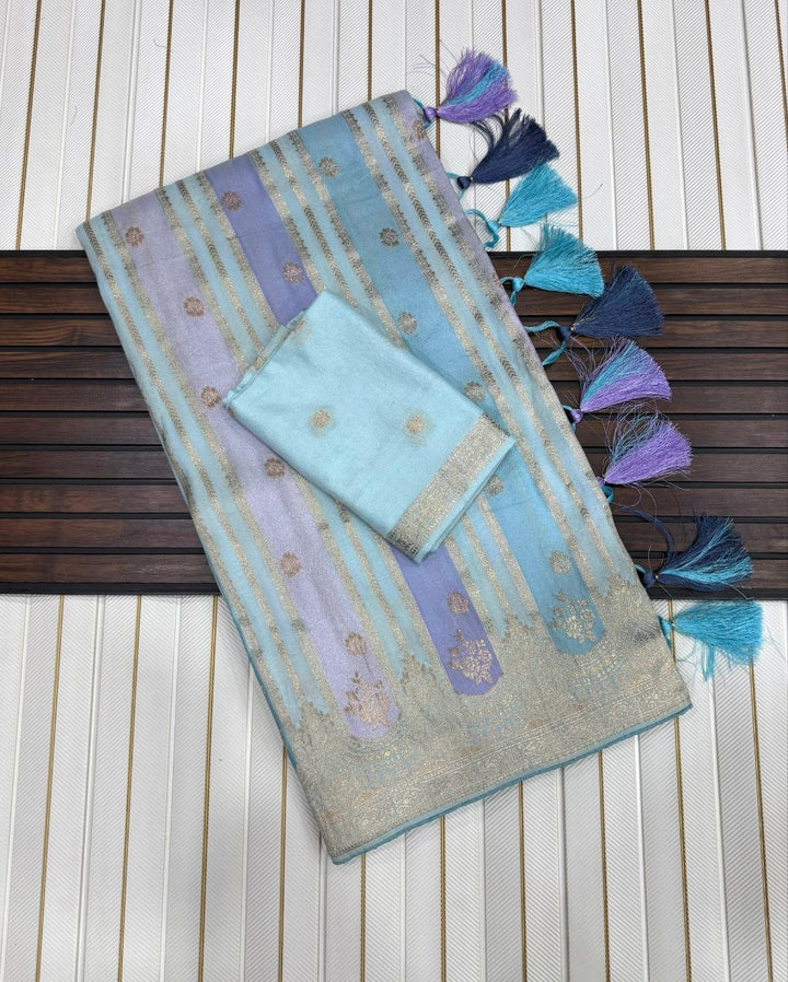 Roopkala Jacquard Saree  - SKY BLUE