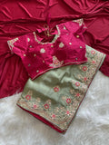 Elegant Designer Saree with Embroidered Border - PISTA
