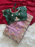 Elegant Designer Saree with Embroidered Border - LIGHT PURPLE