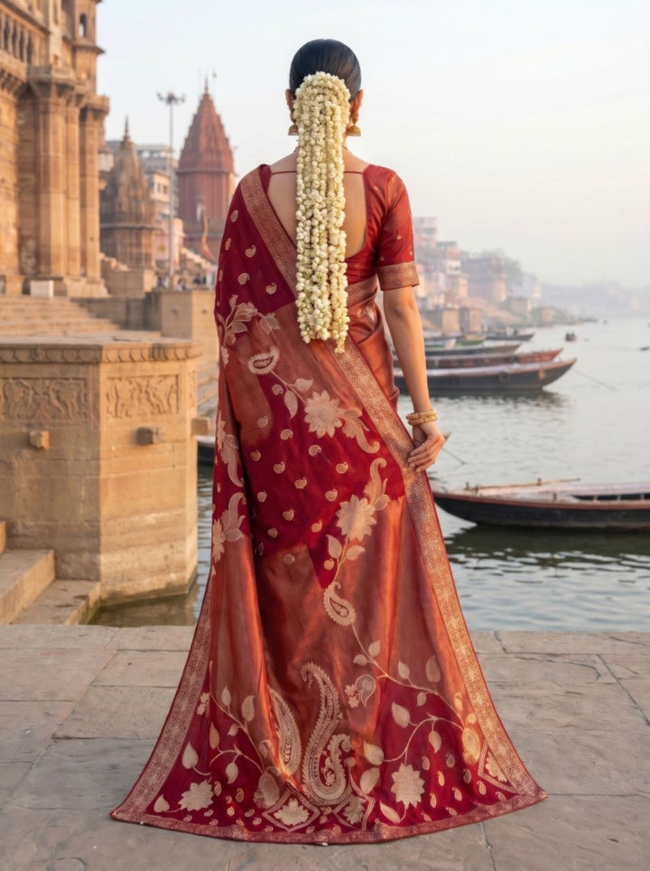Gulab Vatika Silk Saree - WINE  MAROON
