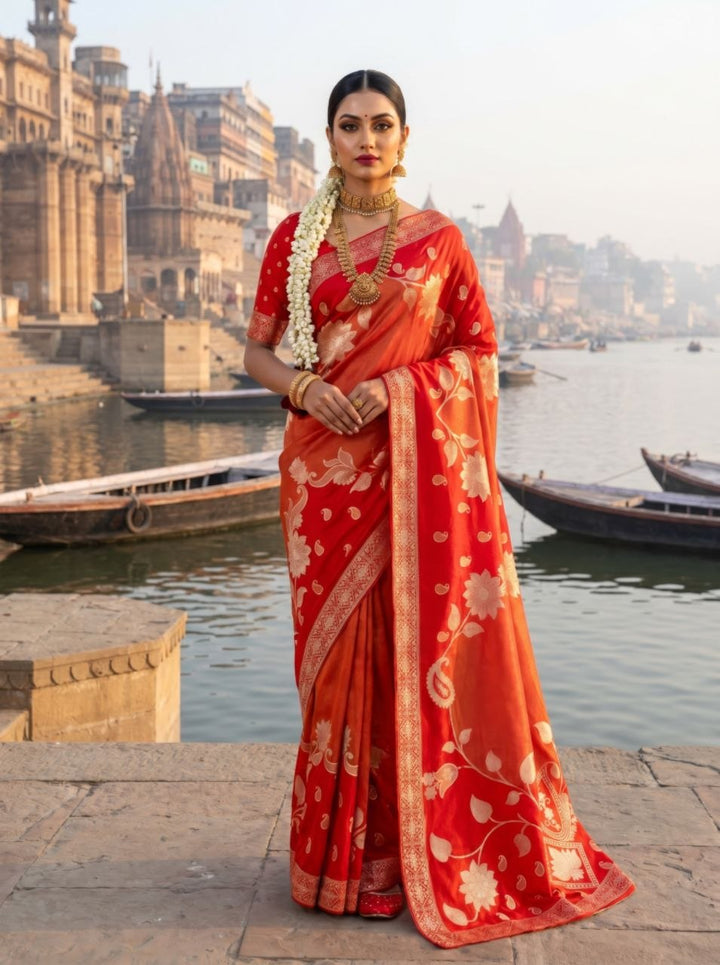 Gulab Vatika Silk Saree -ORANGE