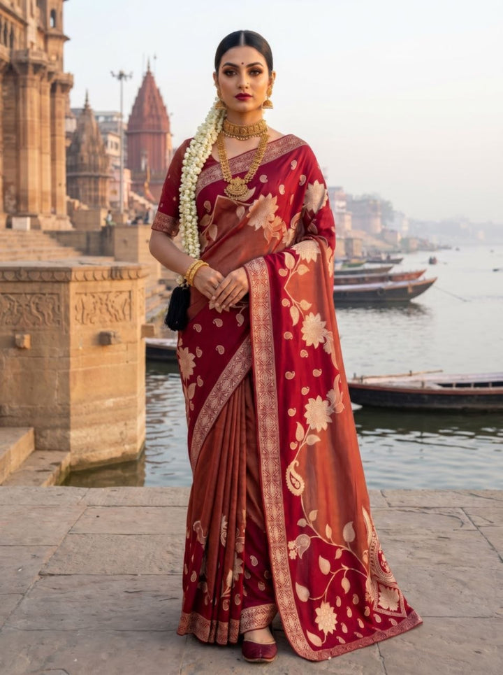 Gulab Vatika Silk Saree - WINE  MAROON