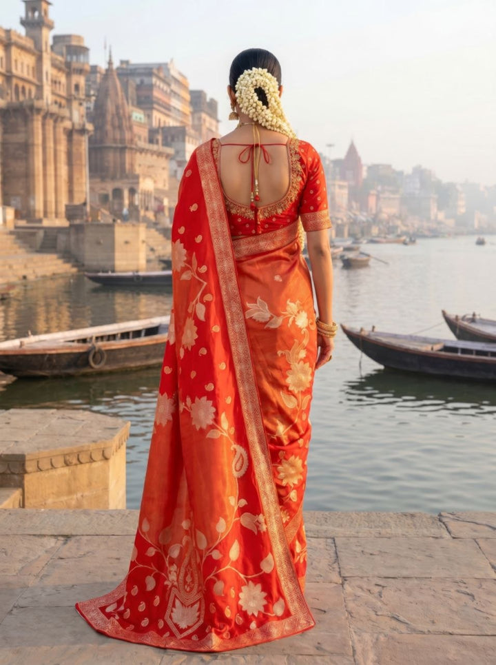 Gulab Vatika Silk Saree -ORANGE