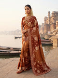 Gulab Vatika Silk Saree -BROWN