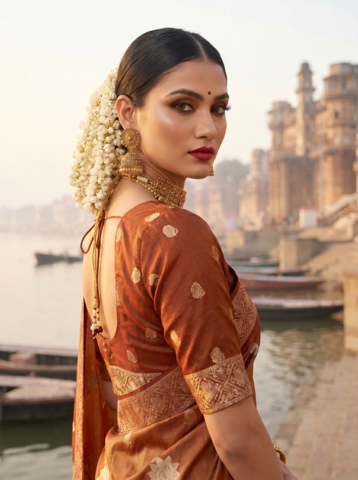 Gulab Vatika Silk Saree -BROWN