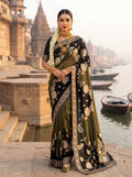 Gulab Vatika Silk Saree -BLACK