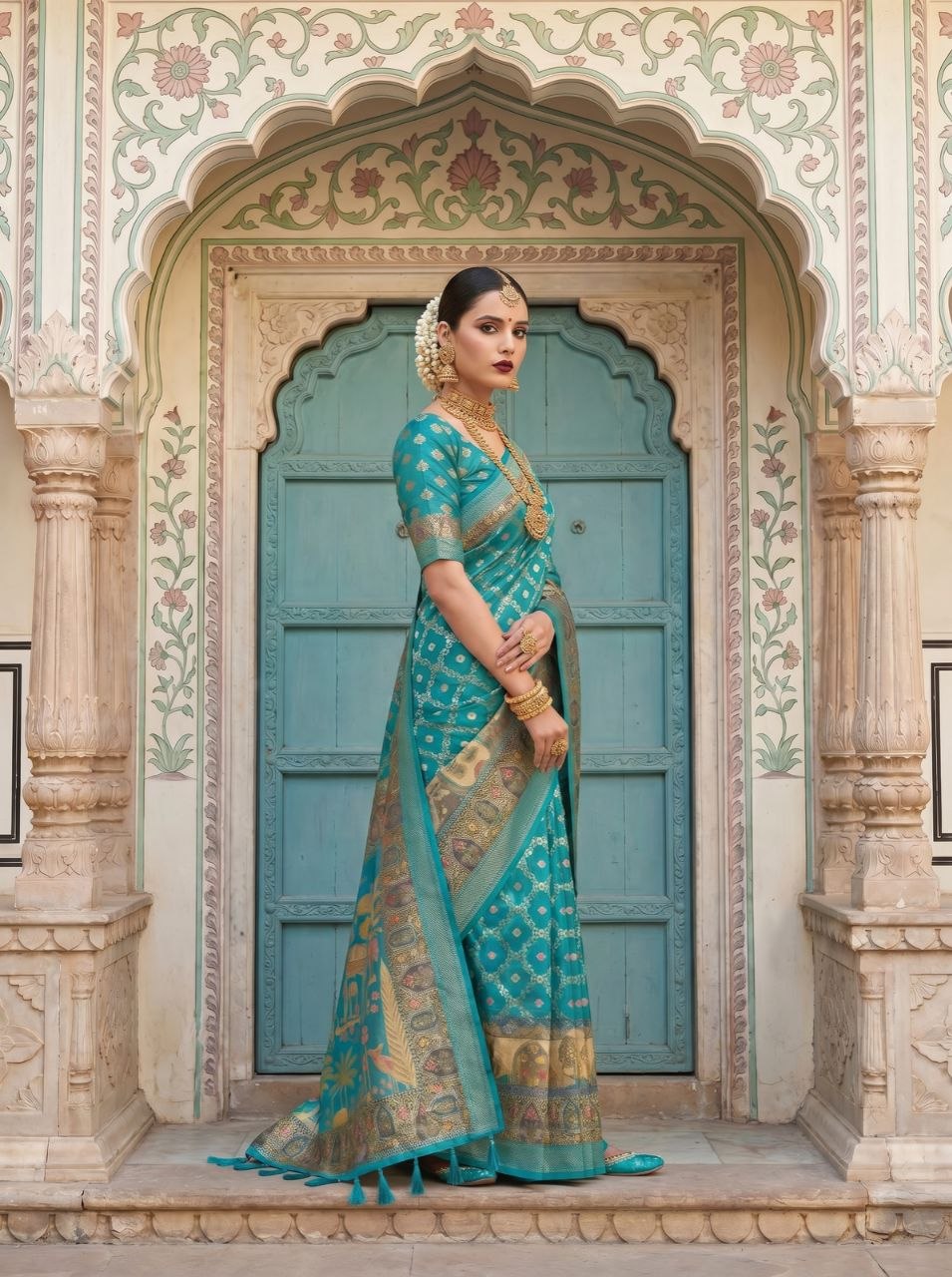 Neelkamal Heritage Silk Saree -  SKY BLUE
