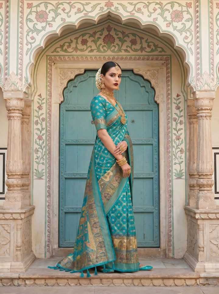 Neelkamal Heritage Silk Saree -  SKY BLUE
