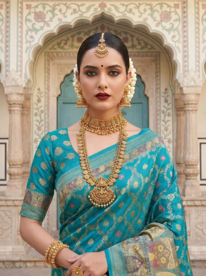 Neelkamal Heritage Silk Saree -  SKY BLUE