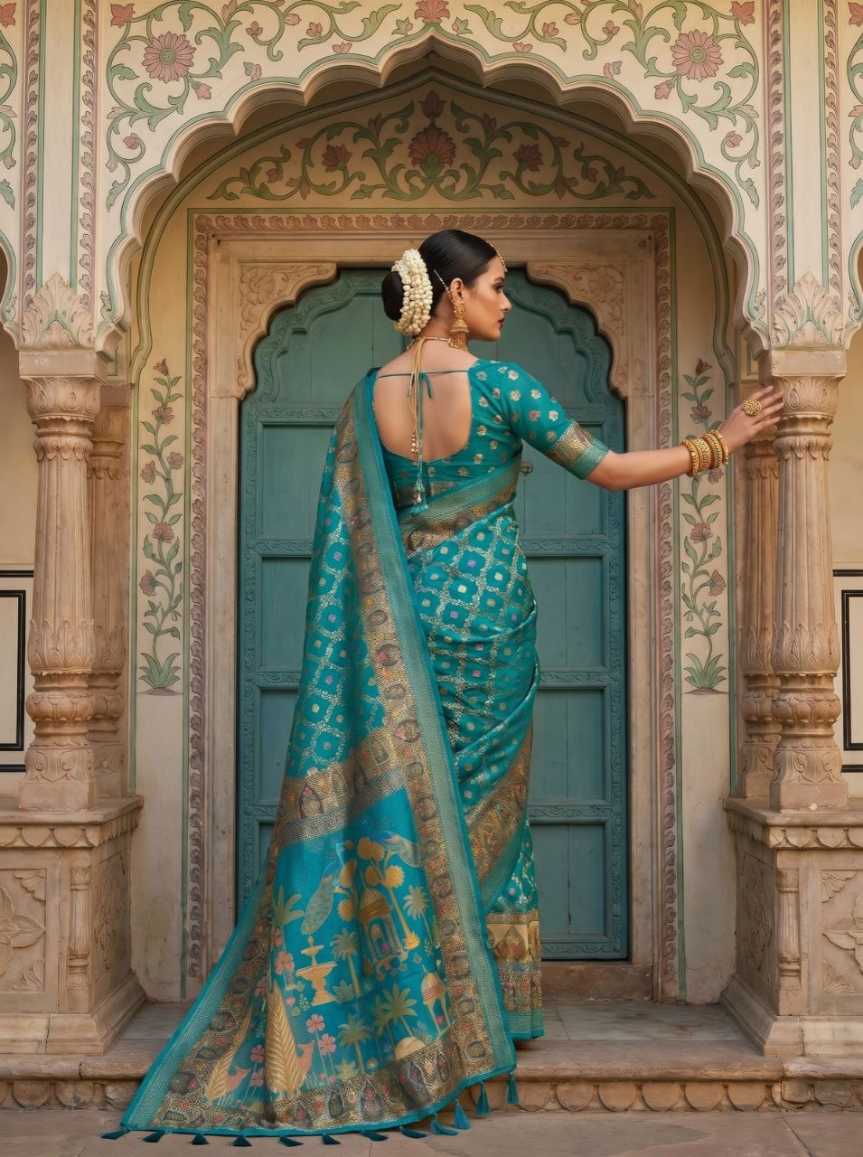 Neelkamal Heritage Silk Saree -  SKY BLUE