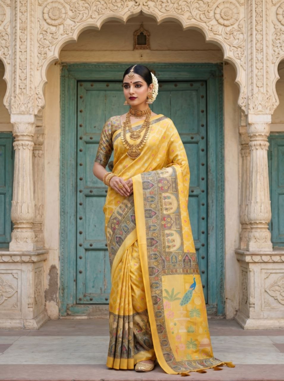 Neelkamal Heritage Silk Saree - YELLOW
