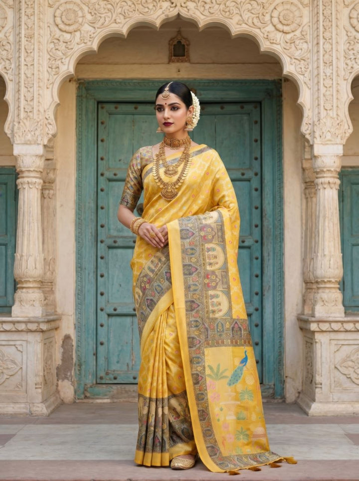 Neelkamal Heritage Silk Saree - YELLOW